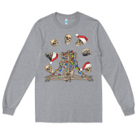 Heather Grey christmas human skeleton and skulls Long Sleeve Tee - FaDigitalArtStudio