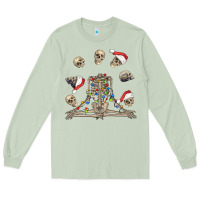 Matcha christmas human skeleton and skulls Long Sleeve Tee - FaDigitalArtStudio