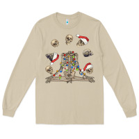 Mushroom christmas human skeleton and skulls Long Sleeve Tee - FaDigitalArtStudio
