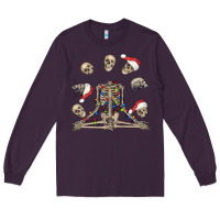 Plum christmas human skeleton and skulls Long Sleeve Tee - FaDigitalArtStudio