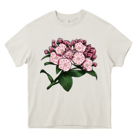 Cream Mountain Laurel Flower Illustrations Heavy Core Tee - LillyAllenDesigns
