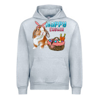 Heather Grey Happy Easter Bunny And Egg Basket Urban Hoodie - RanaPortraitStore