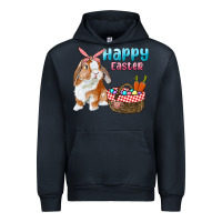 Navy Happy Easter Bunny And Egg Basket Urban Hoodie - RanaPortraitStore