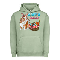 Pigment Oil Green Happy Easter Bunny And Egg Basket Urban Hoodie - RanaPortraitStore