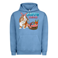 Pigment Pebble Blue Happy Easter Bunny And Egg Basket Urban Hoodie - RanaPortraitStore