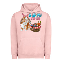 Pigment Salmon Happy Easter Bunny And Egg Basket Urban Hoodie - RanaPortraitStore