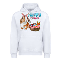 White Happy Easter Bunny And Egg Basket Urban Hoodie - RanaPortraitStore