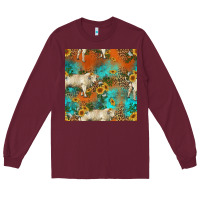 Burgundy western charolais cow seamless pattern Long Sleeve Tee - HRA Design Shop