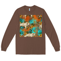 Chestnut western charolais cow seamless pattern Long Sleeve Tee - HRA Design Shop