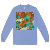 Colony Blue western charolais cow seamless pattern Long Sleeve Tee - HRA Design Shop