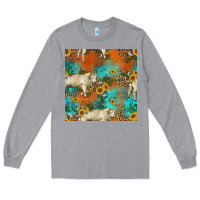 Heather Grey western charolais cow seamless pattern Long Sleeve Tee - HRA Design Shop