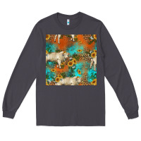 Smoke western charolais cow seamless pattern Long Sleeve Tee - HRA Design Shop