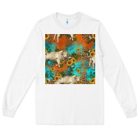 White western charolais cow seamless pattern Long Sleeve Tee - HRA Design Shop