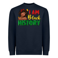 Navy i am black history with afro black girl Heavyweight Sweatshirt - texasbilliewilder
