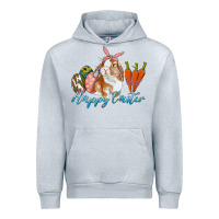 Heather Grey happy easter bunny carrots and eggs Urban Hoodie - RanaPortraitStore