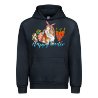 Navy happy easter bunny carrots and eggs Urban Hoodie - RanaPortraitStore