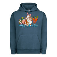 Pigment Midnight Navy happy easter bunny carrots and eggs Urban Hoodie - RanaPortraitStore