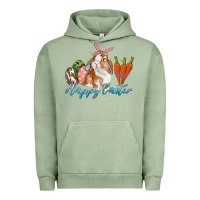 Pigment Oil Green happy easter bunny carrots and eggs Urban Hoodie - RanaPortraitStore