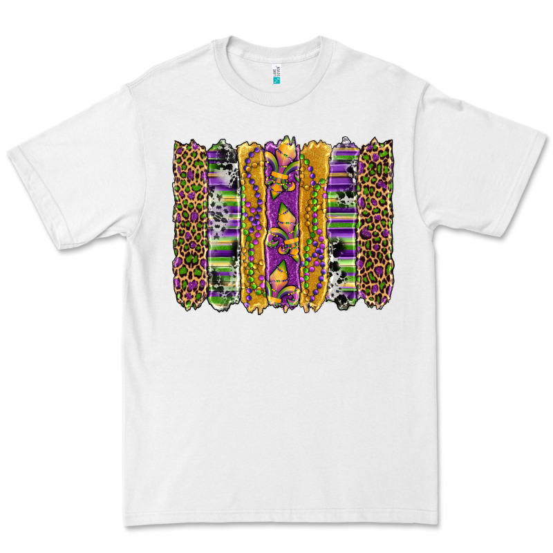 Mardi Gras Fleur De Lis Cowhide Serape Leopard Glitter Brushstrokes Premium Tee by Artiststas | Teevron