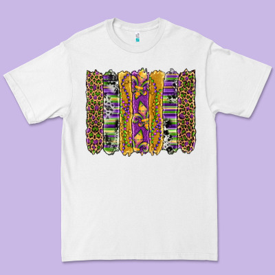 Mardi Gras Fleur De Lis Cowhide Serape Leopard Glitter Brushstrokes Premium Tee Designed By Artiststas