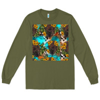 Army Green western bison and sunflowers seamless pattern Long Sleeve Tee - HRA Design Shop