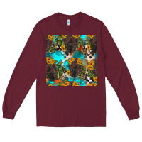 Burgundy western bison and sunflowers seamless pattern Long Sleeve Tee - HRA Design Shop
