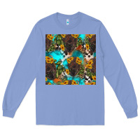 Colony Blue western bison and sunflowers seamless pattern Long Sleeve Tee - HRA Design Shop