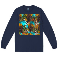 Navy western bison and sunflowers seamless pattern Long Sleeve Tee - HRA Design Shop