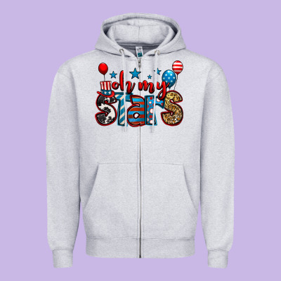 Oh My Stars 4th Of July Zipper Hoodie Designed By Jasminsmagicworld