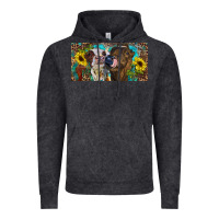 Vintage Black Heifers With Sunflowers And Leopard Vintage Hoodie - RanaPortraitStore