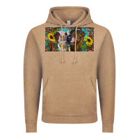 Vintage Coffee Heifers With Sunflowers And Leopard Vintage Hoodie - RanaPortraitStore
