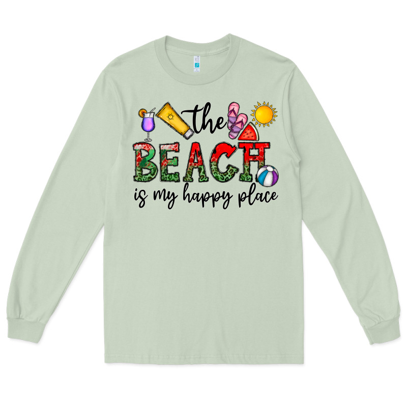 The Beach Is My Happy Place Long Sleeve Tee by CowhideDigitalArt | Teevron