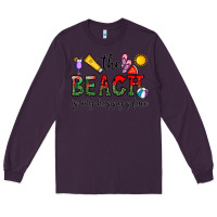 Plum the beach is my happy place Long Sleeve Tee - CowhideDigitalArt