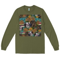 Army Green western two cute heifers seamless pattern Long Sleeve Tee - HRA Design Shop