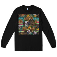 Black western two cute heifers seamless pattern Long Sleeve Tee - HRA Design Shop