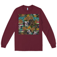 Western Two Cute Heifers Seamless Pattern Long Sleeve Tee | Teevron