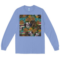 Colony Blue western two cute heifers seamless pattern Long Sleeve Tee - HRA Design Shop