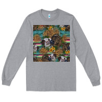 Heather Grey western two cute heifers seamless pattern Long Sleeve Tee - HRA Design Shop