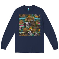 Navy western two cute heifers seamless pattern Long Sleeve Tee - HRA Design Shop