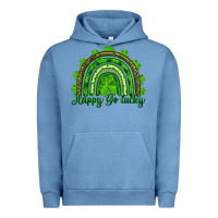 Pigment Pebble Blue Saint Patricks Day Happy Go Lucky Rainbow Urban Hoodie - RanaPortraitStore
