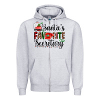 Heather Grey santa's favorite secretary Zipper Hoodie - AdoDesignShop