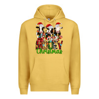 Antique Gold christmas three cows mooey christmas Premium Hoodie - MaliasSmallBusiness