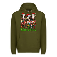 Army Green christmas three cows mooey christmas Premium Hoodie - MaliasSmallBusiness