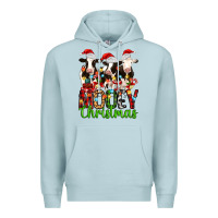 Blue Mist christmas three cows mooey christmas Premium Hoodie - MaliasSmallBusiness