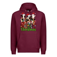 Burgundy christmas three cows mooey christmas Premium Hoodie - MaliasSmallBusiness