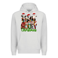 Dove Grey christmas three cows mooey christmas Premium Hoodie - MaliasSmallBusiness