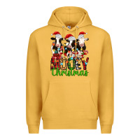 Mustard christmas three cows mooey christmas Premium Hoodie - MaliasSmallBusiness