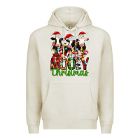 Oatmeal Heather christmas three cows mooey christmas Premium Hoodie - MaliasSmallBusiness