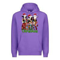 Purple christmas three cows mooey christmas Premium Hoodie - MaliasSmallBusiness