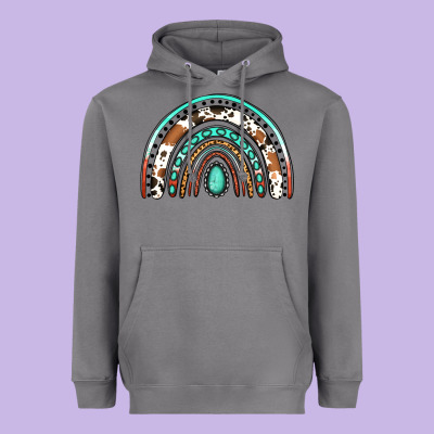 Western Rainbow Heavyweight Hoodie Designed By Jasminsmagicworld